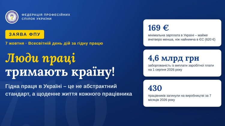 7 жовтня - Всесвітній день дій за гідну працю (Заява ФПУ)